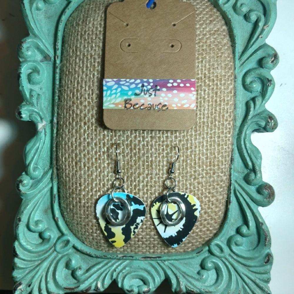 Tie Dye Guitar Pick Earrings